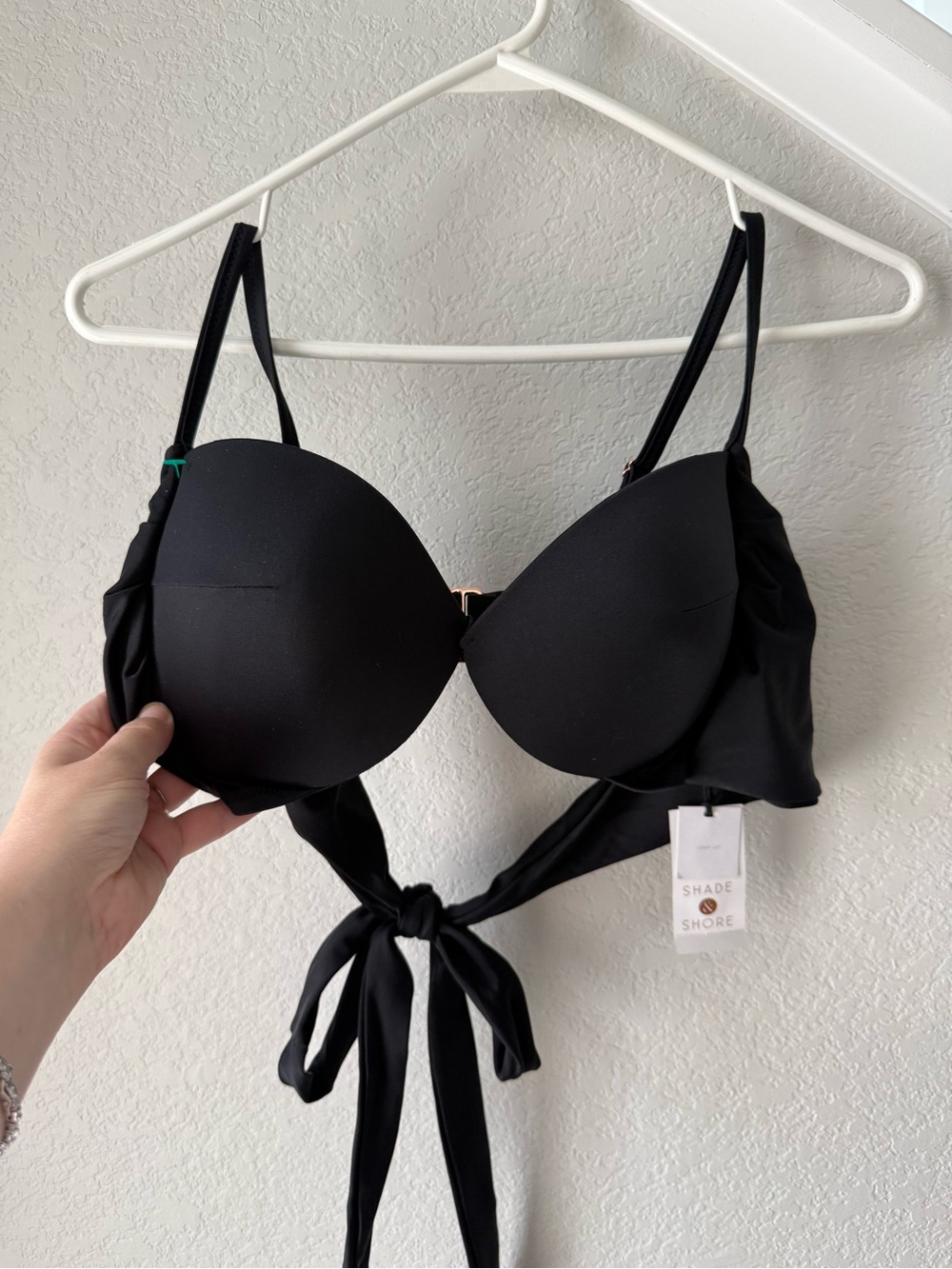NWT Shade & Shore Black Tie-Back Bikini Top